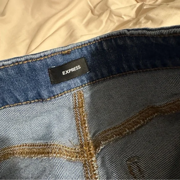 Express Deep Blue Baggy Low Rise Stretch Jeans - Picture 5 of 9